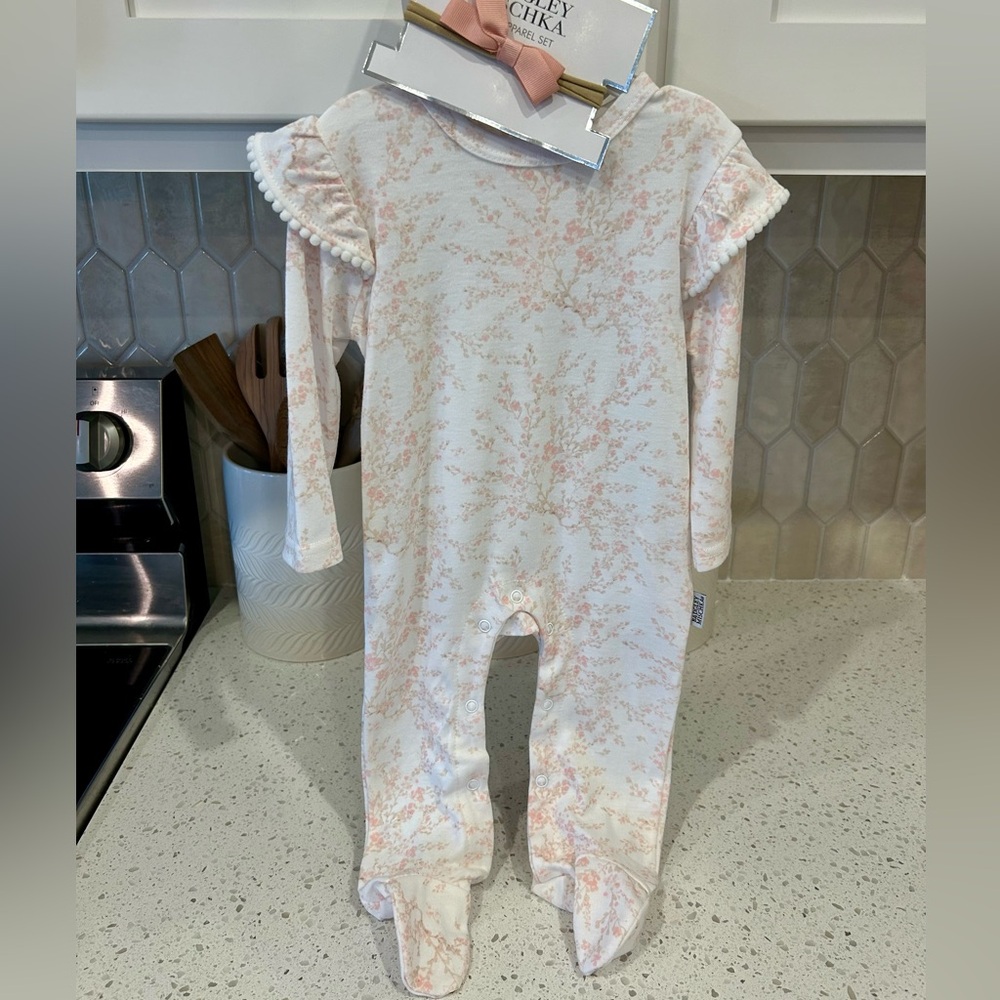 Baby Girl Floral Footed Onesie